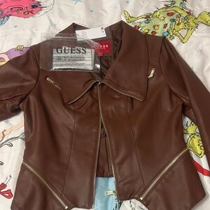 Guess Women's Chocolate Leather Jacket